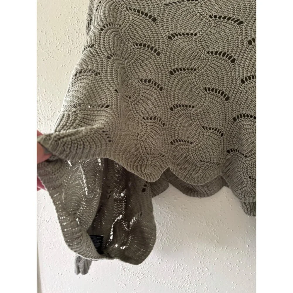 Anthropologie Moon Madison Green Scalloped Knit Flowy Sweater - Picture 8 of 13